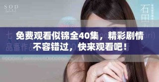 免費(fèi)觀看似錦全40集，精彩劇情不容錯(cuò)過，快來觀看吧！