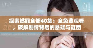 探索燃罪全部40集：全免費(fèi)觀看，破解劇情背后的懸疑與謎團(tuán)