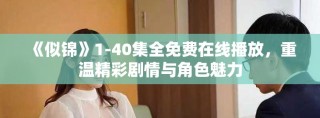 《似錦》1-40集全免費(fèi)在線播放，重溫精彩劇情與角色魅力