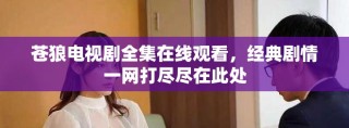 蒼狼電視劇全集在線觀看，經(jīng)典劇情一網(wǎng)打盡盡在此處