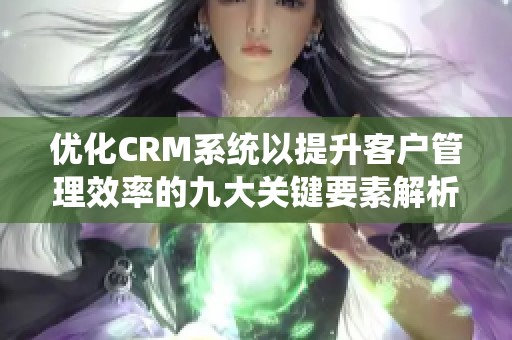 優(yōu)化CRM系統(tǒng)以提升客戶管理效率的九大關(guān)鍵要素解析